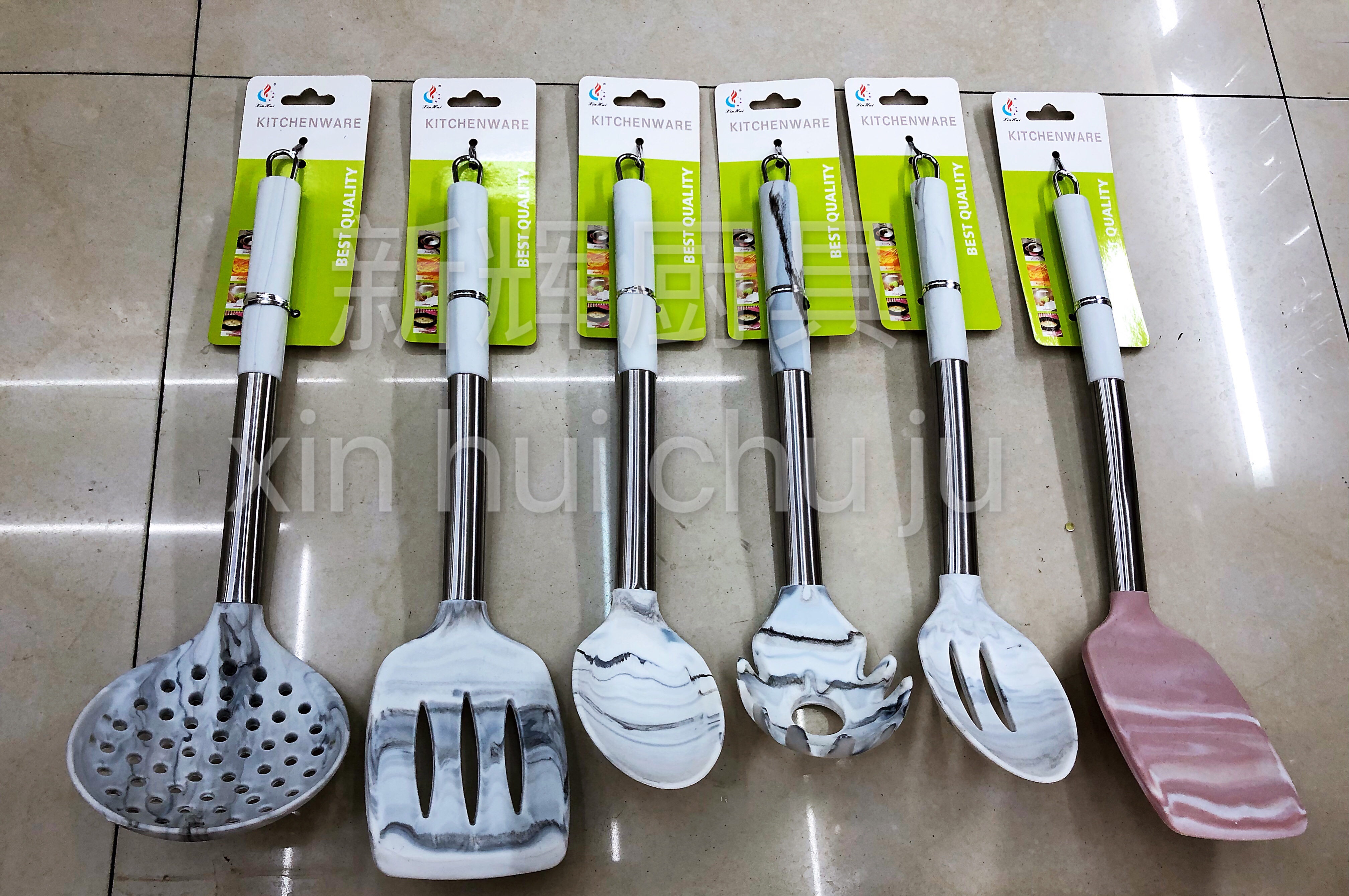 套硅胶不锈钢柄硅胶汤壳，汤勺产品图
