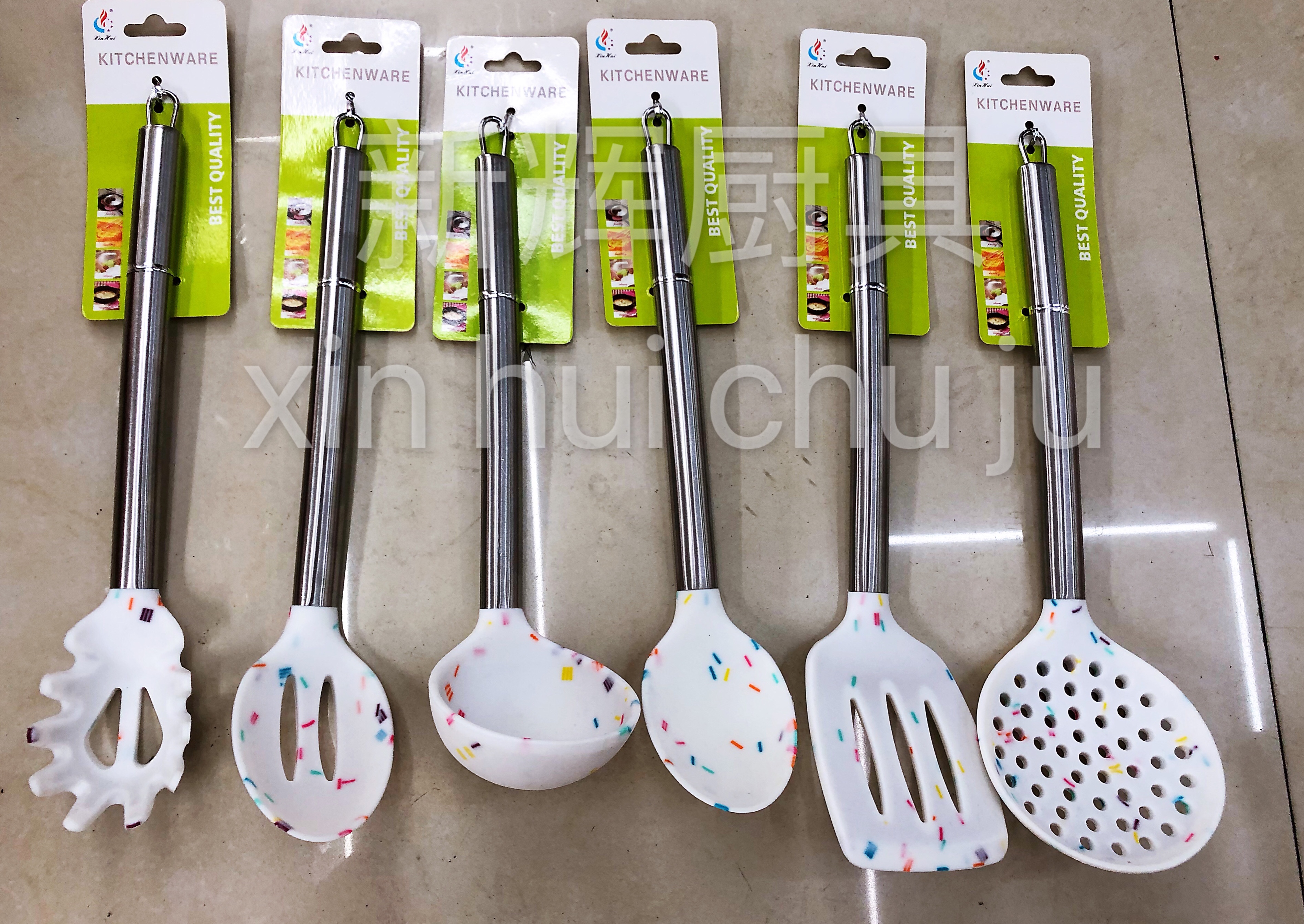不锈钢硅胶粉爪，硅胶面条勺产品图
