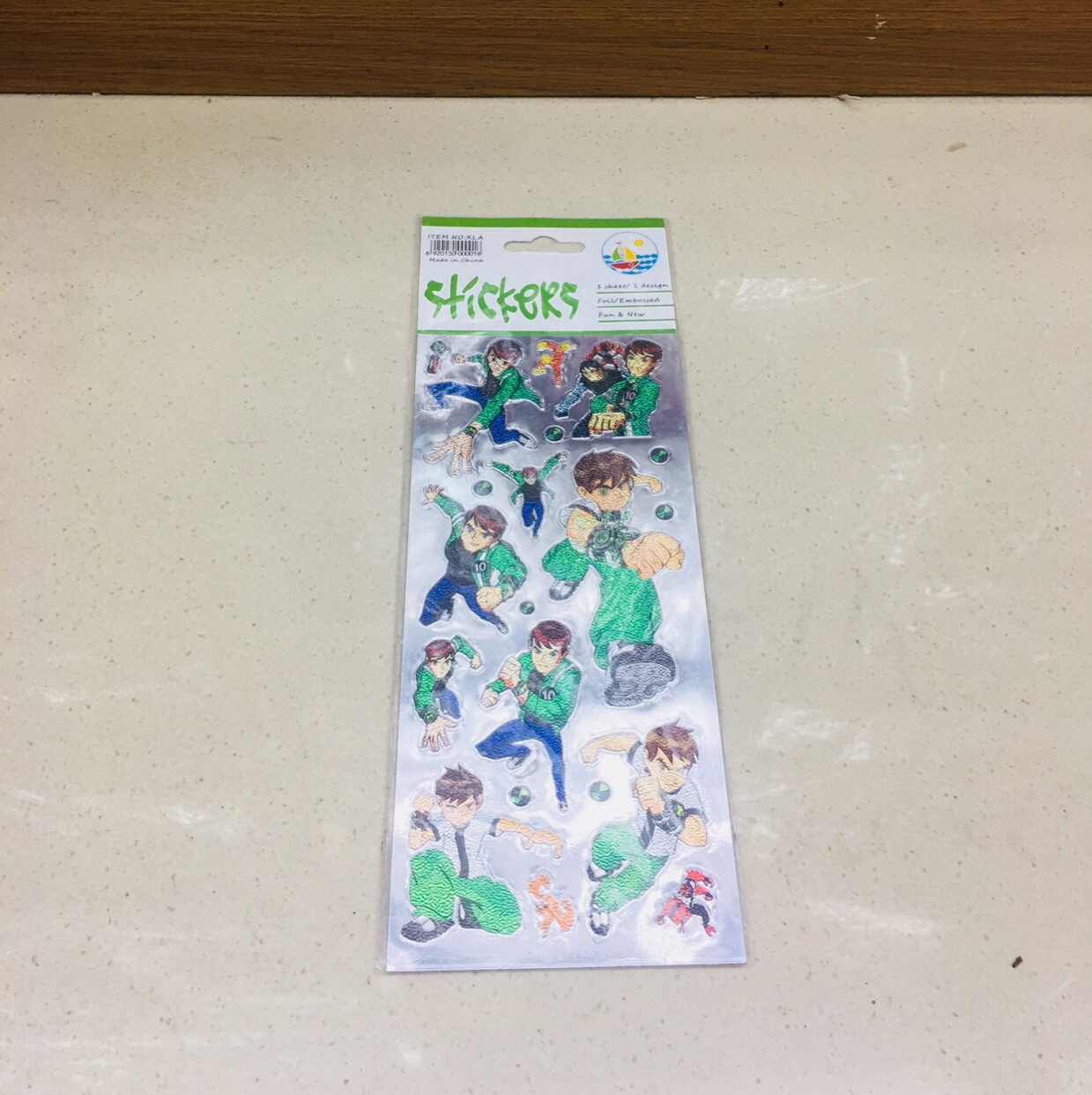 Flat aluminum foil embossed cartoon stickers smart boy