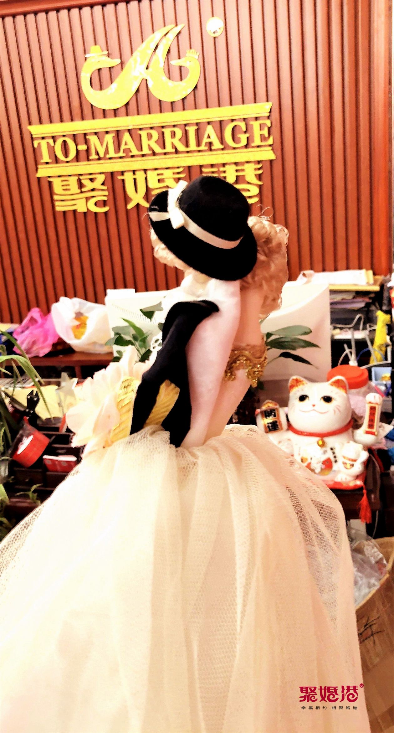 The champagne-colored series of Korean-style fabric wedding bed dolls are all hand-stitched detail image 2