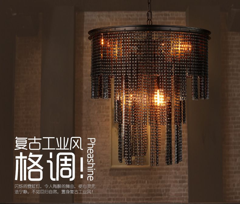 Loft vintage industrial style chandeliers Heavy metal creative Restaurant Bar Cafe living room iron art personalized chandeliers
