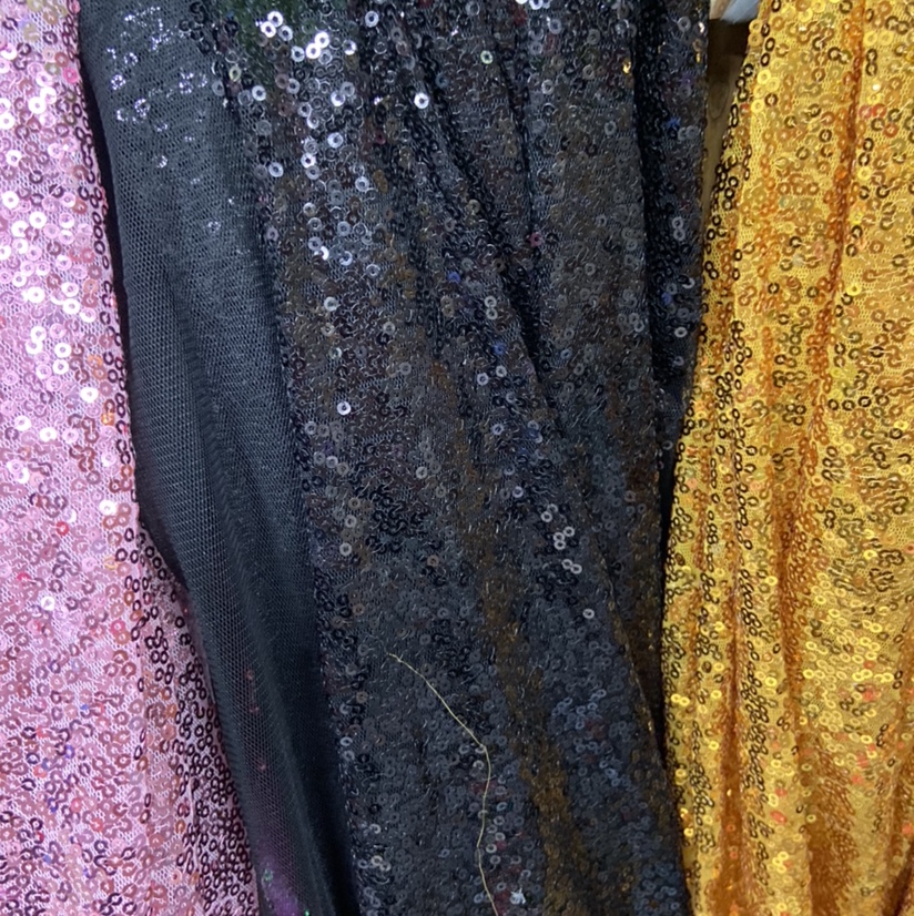 黑色亮片厂家直销定制满幅珠片亮片布料面料亮片珠片绣花布网布网纱布料