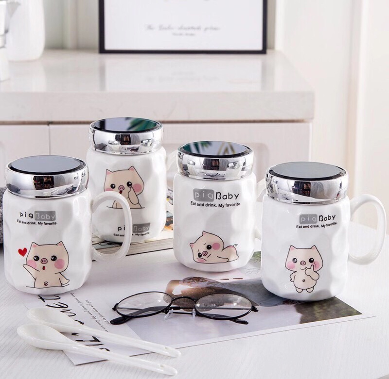 New ceramic fresh and clean mirror cup, creative student water cup and tea cup factory direct sales