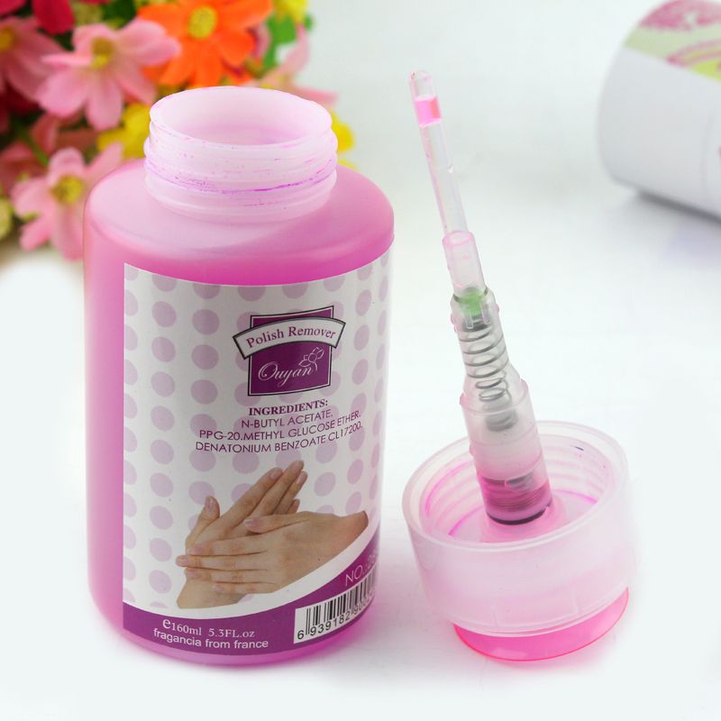 Ou Yan 2893 Nail polish remover PE plastic bottle pressure 165ML can be approved details Picture