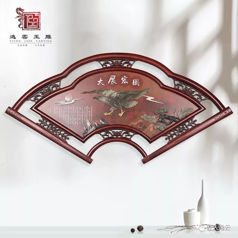 新中式玉雕画立体装饰画扇形餐厅客厅走廊挂画浮雕画壁画详情图7