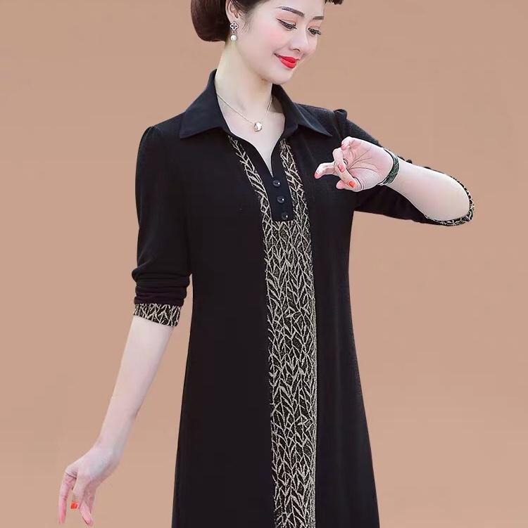 Middle-aged mom stylish top for women 2020 new style two-piece set for middle-aged and elderly summer long-sleeved shirt autumn thin 22