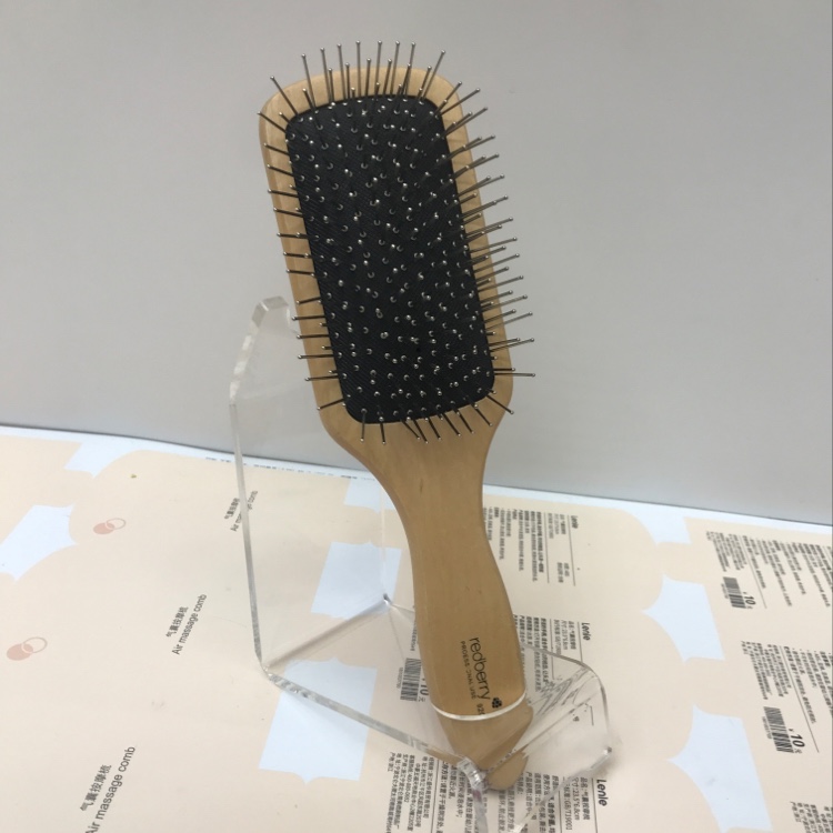 Anti-static steel needle wig comb in natural wood color undefined