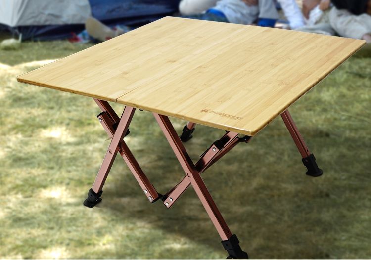 Outdoor height-adjustable aluminum alloy bamboo folding table with outer cover, portable high-end bamboo table for self-driving Tours and camping detail image 2