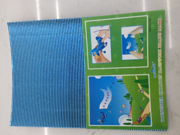 Sky-blue metallic corrugated paper