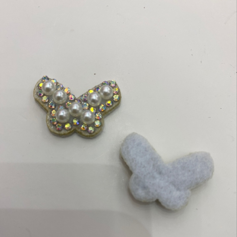 Semi-finished diy hair accessory products of pearl little butterfly ultrasonic embossed patches details Picture