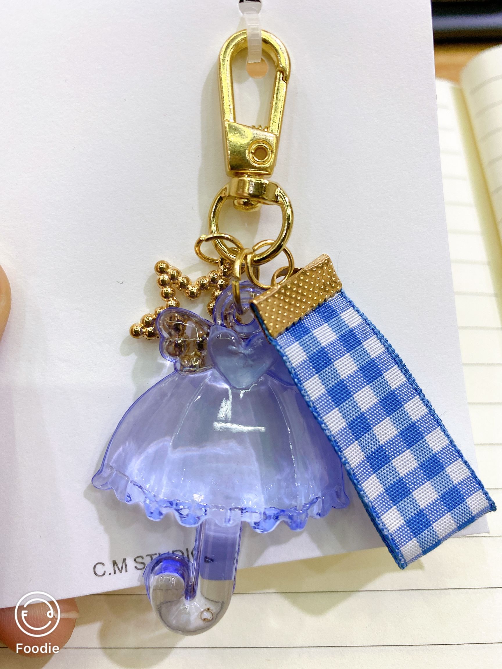 Chen Ming ornament girl tie ribbon blue flower umbrella key chain