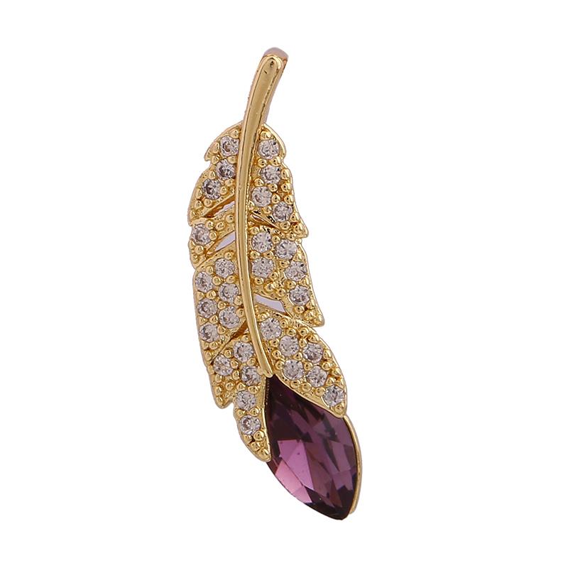 Korean-style ultra-unique feather creative women's simple micro-inlaid zirconium pendant ins cool and cold style versatile accessory