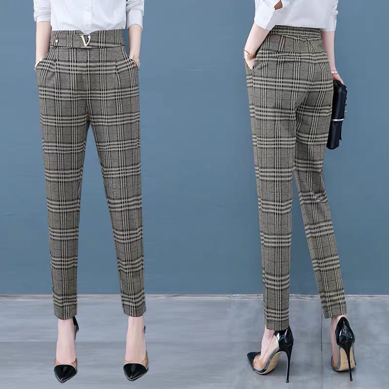 春秋妈妈裤子松紧腰高腰条纹女裤显瘦弹力打底裤外穿中年女裤宽松31