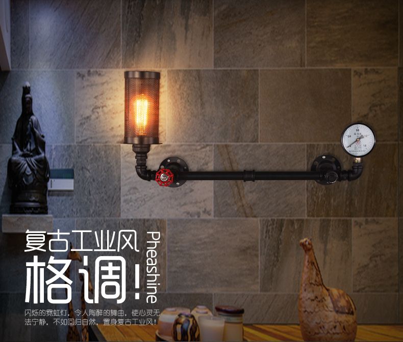 American retro corridor stair balcony creative lighting Nordic restaurant and bar art pipe wall lighting fixtures
