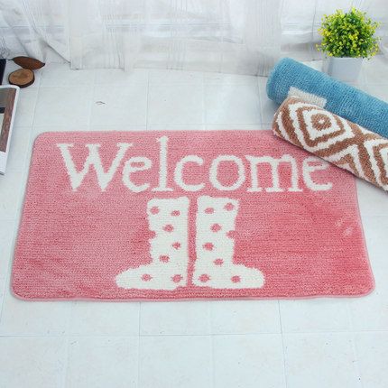 大达地垫门垫卫生间脚垫卫浴吸水浴室厕所防滑地毯丽绒40X60白底实物图