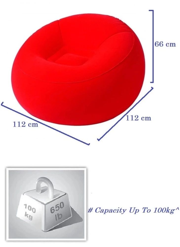 75052 44 "x 44" x 26 "inflatable velvet bean bag chair furniture detail image 3