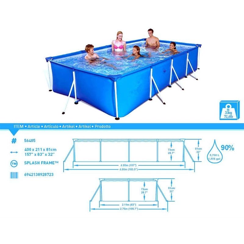 High-quality portable home swimming pool 56424 steel frame large-capacity swimming pool, swimming pool with filter pump Application Scenario
