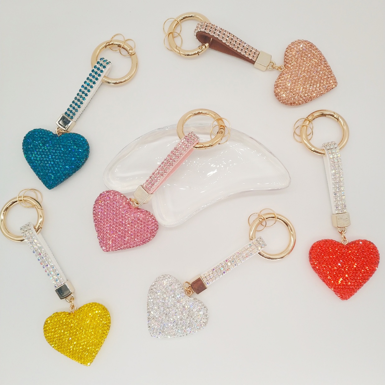 Japan and South Korea creative diamond love keychain double hand diamond bag pendant couple exquisite car decoration gift thumbnail