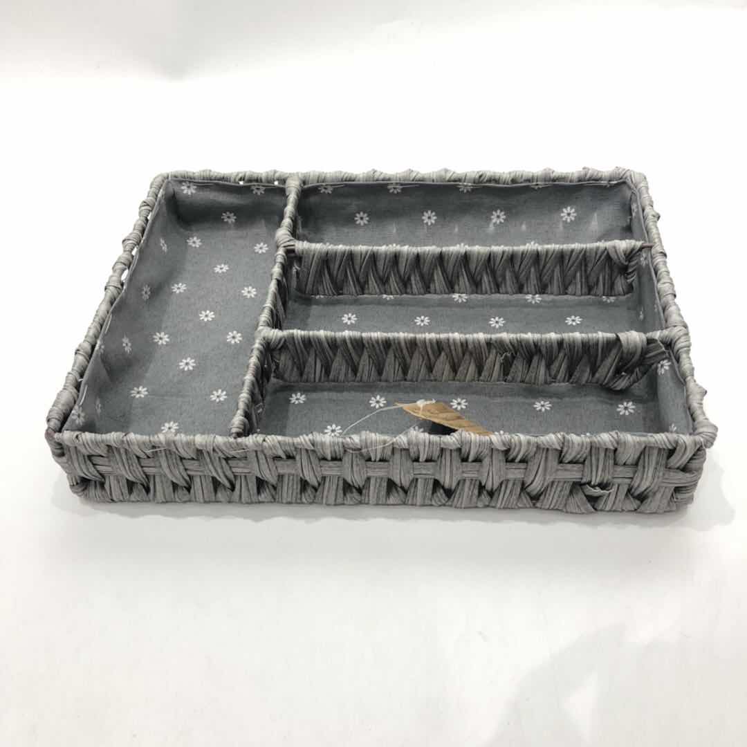 胶藤格子抽青灰色 带布