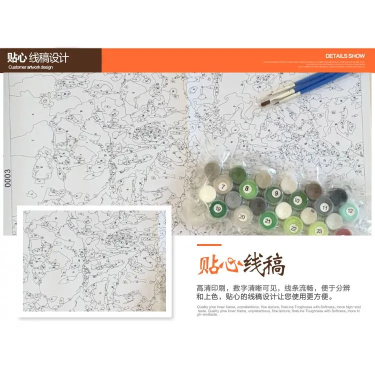 Handmade diy digital oil painting, living room landscape, animal, lion coloring, hand-painted oil decorative painting wholesale 40x50 detail image 5