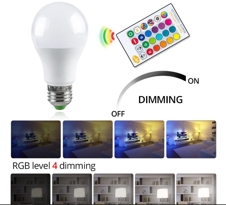 RGB bulb LED bulb lamp, RGB bulb remote control bulb 85-265V wide voltage E27 B22 bulb lamp detail image 2