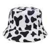 2020 New black and white fisherman hat with cow pattern in Korean style, versatile, fashionable, casual and trendy for travel, sun protection basin hat details Picture