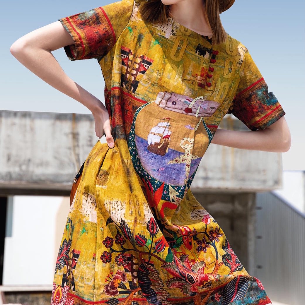 Jimmy Seio 2020 Summer 100% linen dress