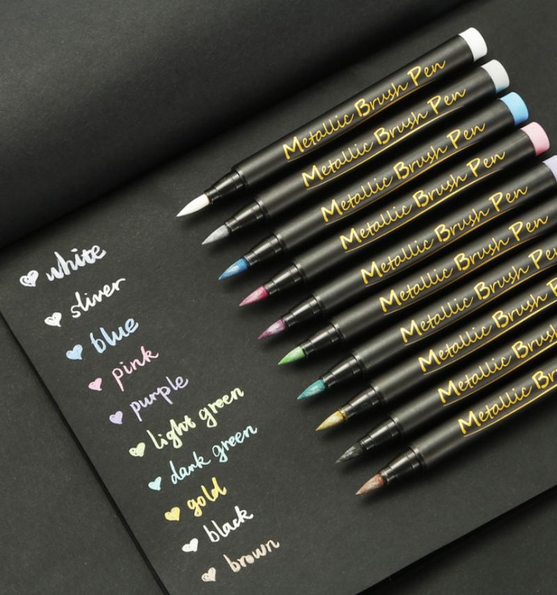 Metal pen Set Wholesale soft pen tip metal marker color marker pen water DIY album doodle pen thumbnail