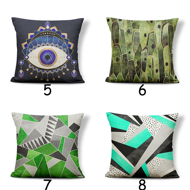 Green Geometric Square Lines Throw Pillow Home Decoration Living Room Sofa Wholesale Cushion Cover Eye Pillowcase Specification drawing