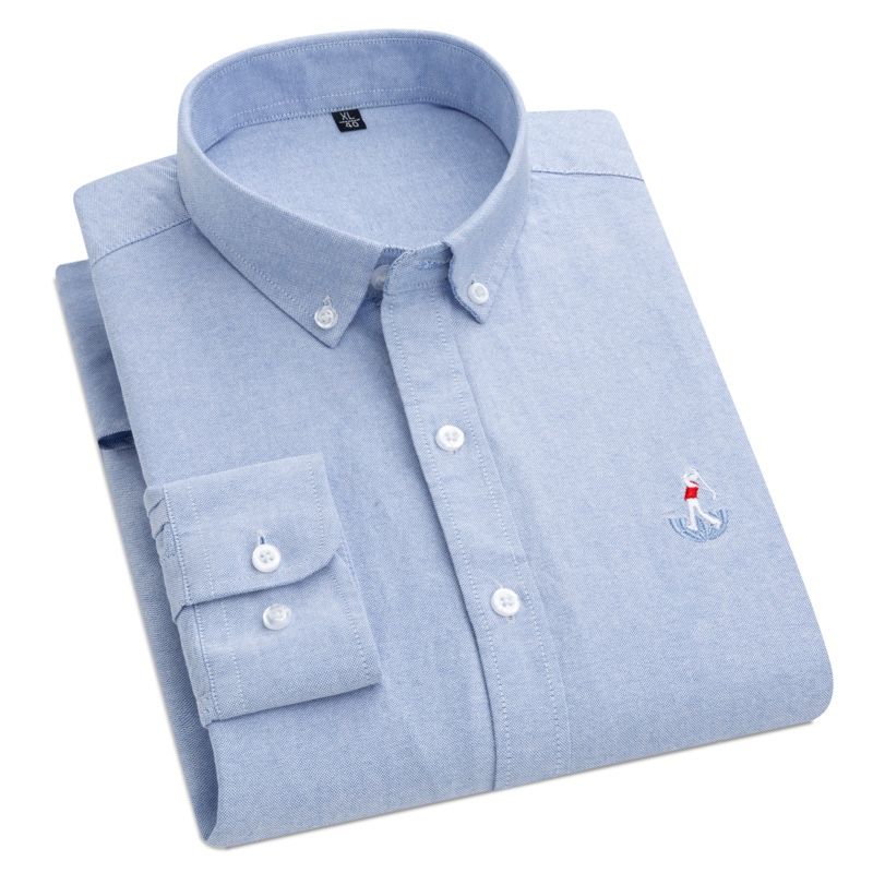 Winter new men's shirt, made of all-cotton and linen, sweat-absorbing and breathable, casual shirt for middle-aged and young people