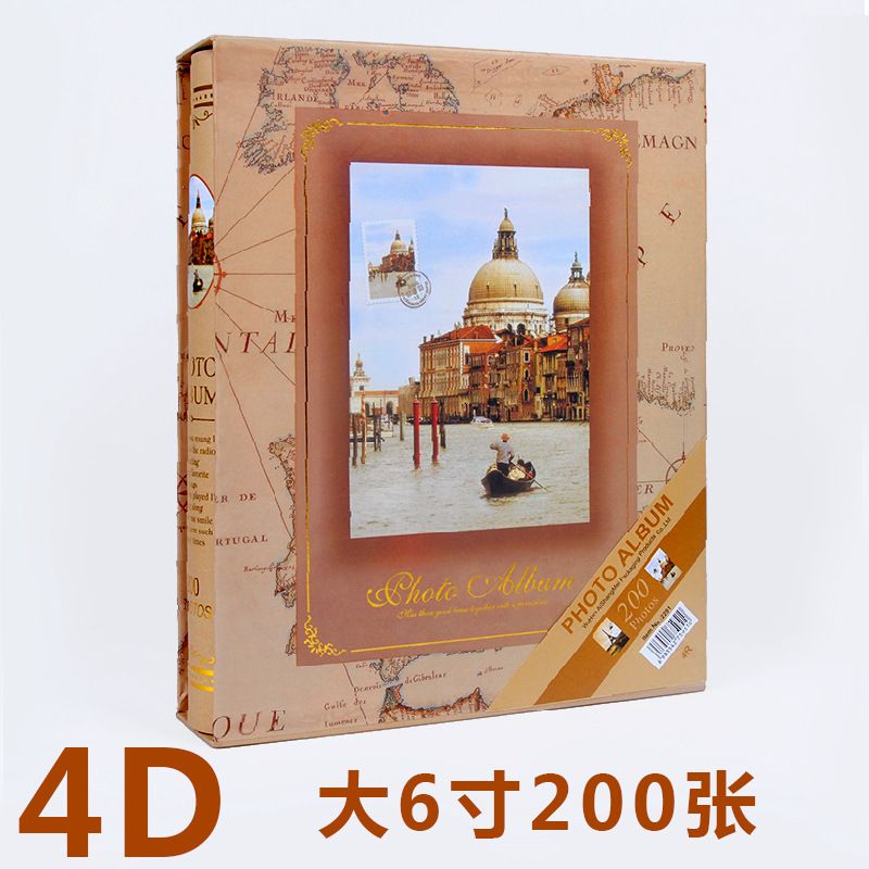 A 4D panoramic 6-inch photo album book with 200 pieces in a box and insert style, a retro family photo album detail image 2