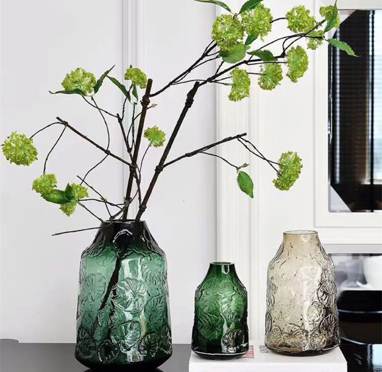 SY1015 厂家新款人工吹制 色料玻璃花瓶简约现代玻璃花瓶透明插花瓶北欧美式客厅餐桌轻奢家居装饰品摆件 批发