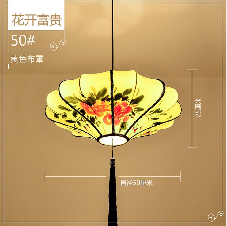 50 Chinese-style antique lanterns, classical hand-painted ink-wash lanterns, fabric decorative chandeliers for hotels, restaurants and tea houses