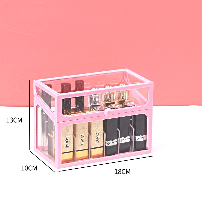 Popular glass lipstick storage box, dust-proof and water-proof desktop transparent cosmetics organization rack, ins lip gloss display rack undefined
