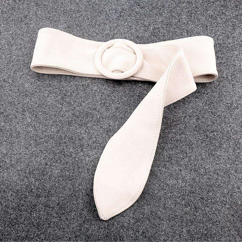 Source Factory: Women's Round Buckle Flannelette Streamer Belt Waist Seal Strap Culottes Belt undefined