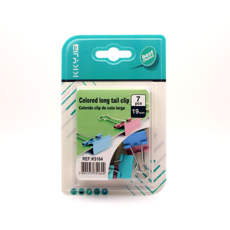 Card hardware 5164 full suction single card packaging color long tail clip 19mm small card packaging office stationery supplies thumbnail