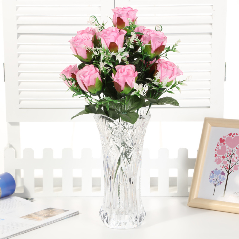 Yiwu Fumin Silk Flower Factory wholesals 12 artificial rose silk flowers, wedding decoration flowers and living room decoration flowers details Picture