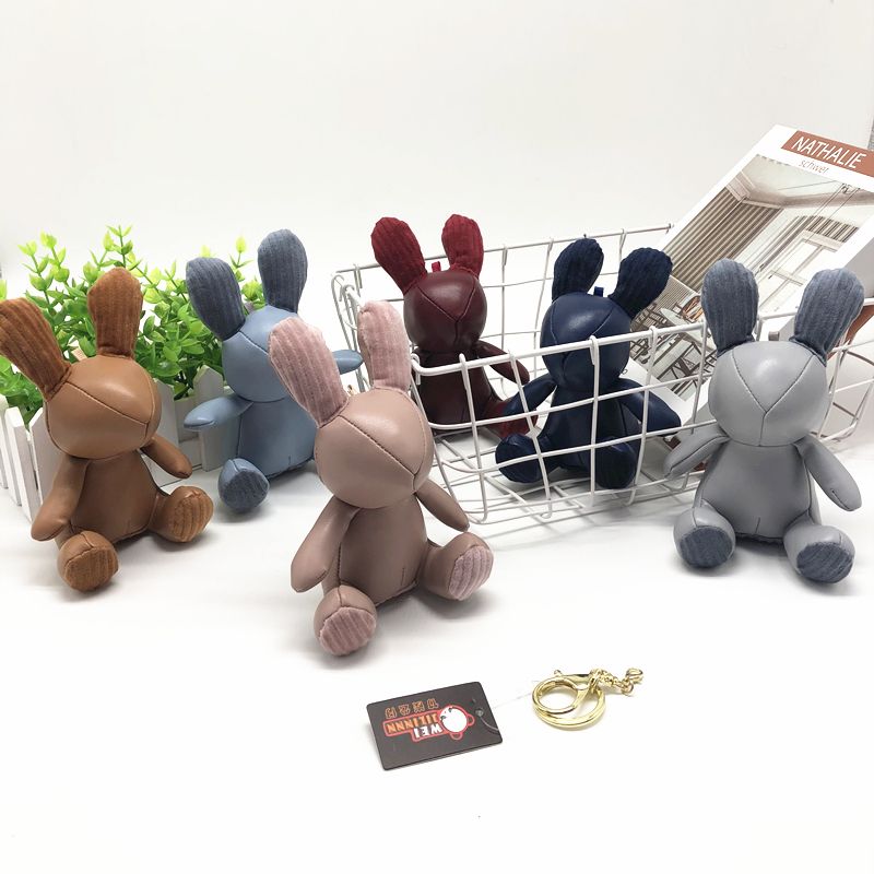 New PU leather Duo Duo rabbit plush toy key chain cute little rabbit pendant action figure doll claw machine