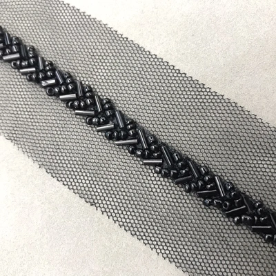 Hand Nailed Bead Webbing Lace Bar Code