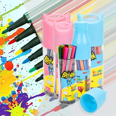 Pink Blue Watercolor Pen Set 12 24 36 Color Children's Painting Washable Color Pen Factory Direct Sales