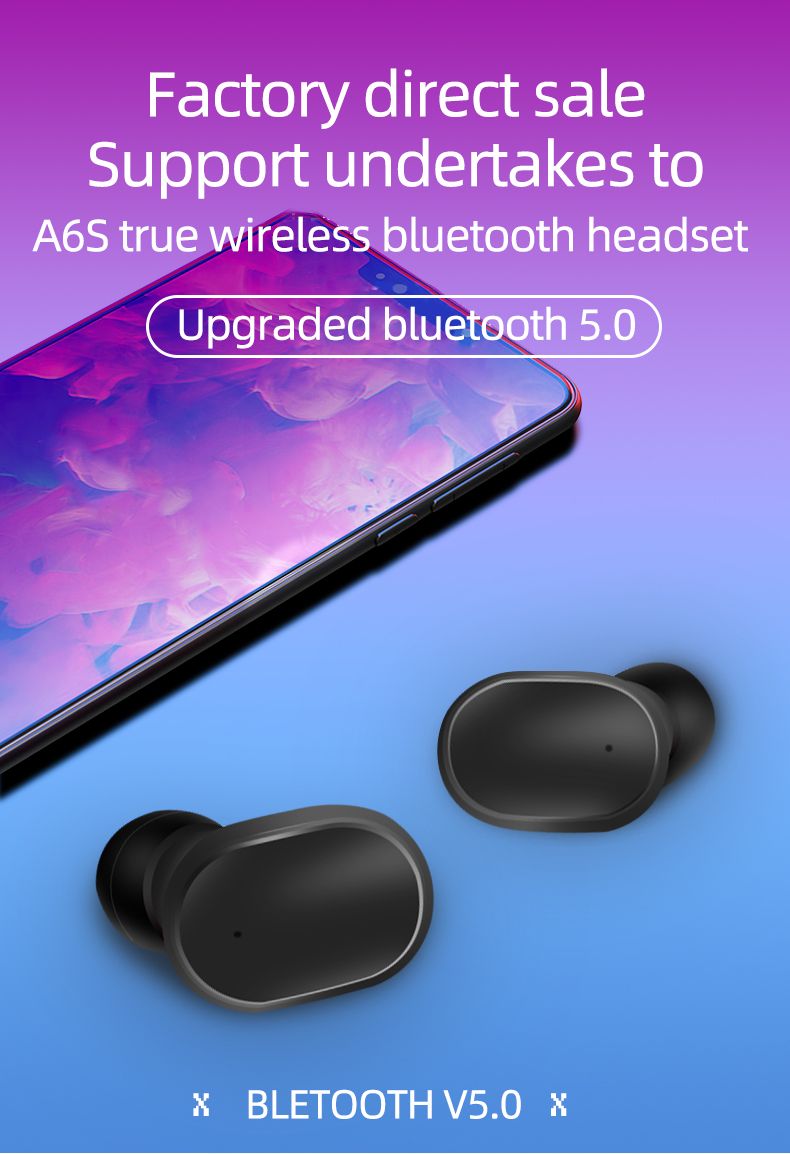 YEXIN 新款A6S 耳塞式蓝牙耳机5.0触控双耳通话无线耳机详情图1