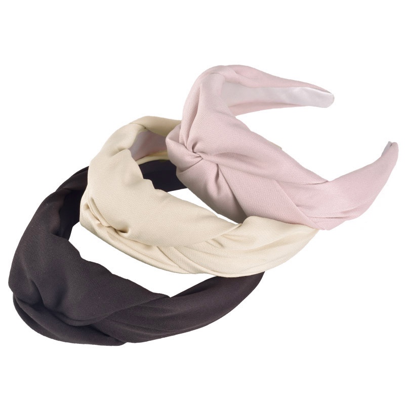 Bow Headband Europe And The United States Cross-Border New Knotting Cross Headband Cloth Art Plastic Solid Color Retro Fashion Headband Hair Accessories Headwear Female undefined