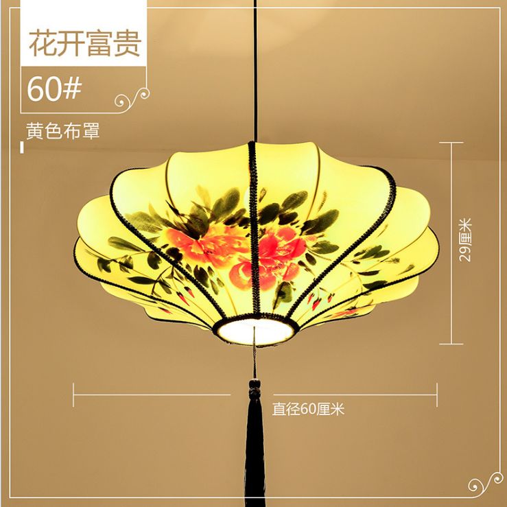 60 Chinese-style antique lanterns, classical hand-painted ink-wash lanterns, fabric decorative chandeliers for hotels, restaurants and tea houses Specification image