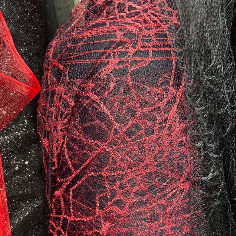 红色针织蜘蛛网黑色锦纶网布布料服装装饰品工艺品丝巾纱巾头饰面料多色可选