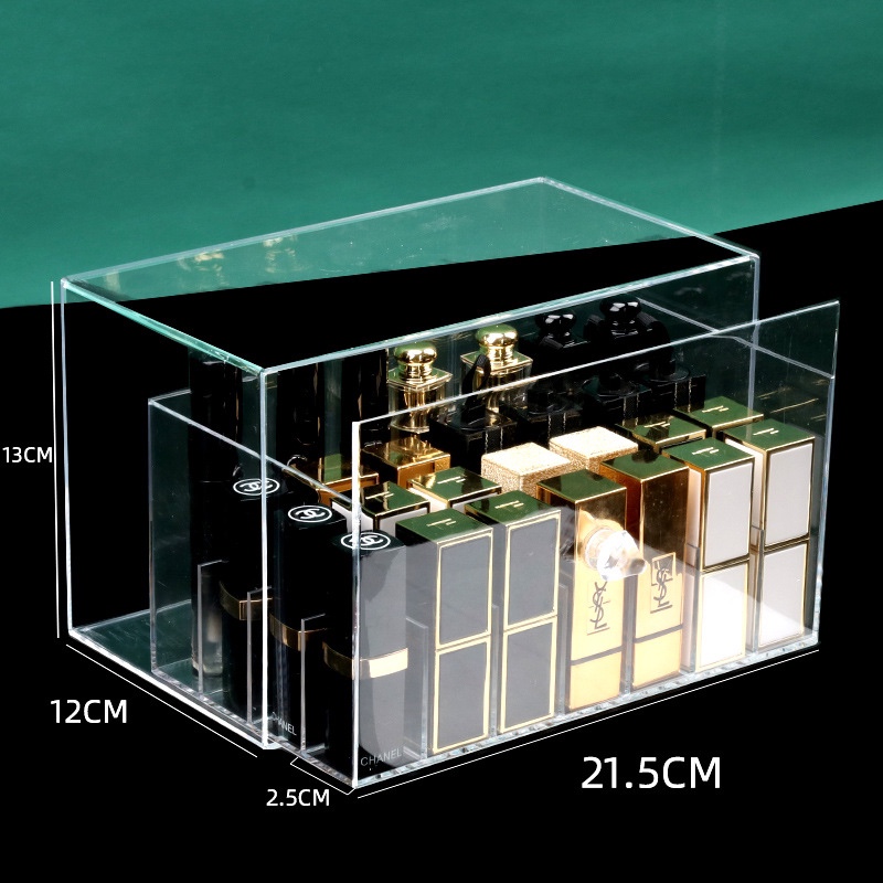 透明口红收纳盒抽屉式收纳架透明防尘 护肤品多功能收纳盒详情图7