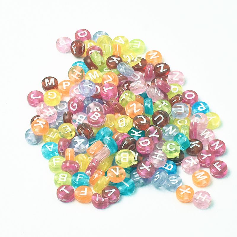 Acrylic Letter Beads 26 English Numeric Letters Flat Letter Beads Loose Diy Transparent White Characters