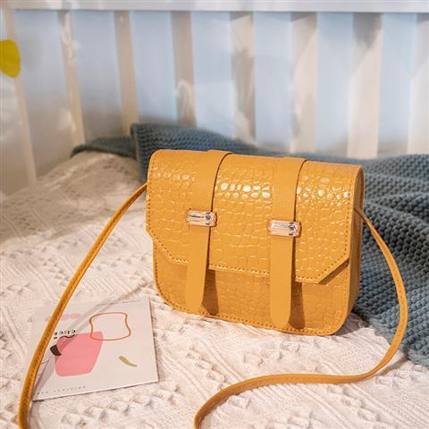 2020 Summer Small Square Simple One-Shoulder Crossbody Handbag For Women Mobile Phone Cambridge Bag Students Crocodile Pattern Korean Version Of The Tide details Picture