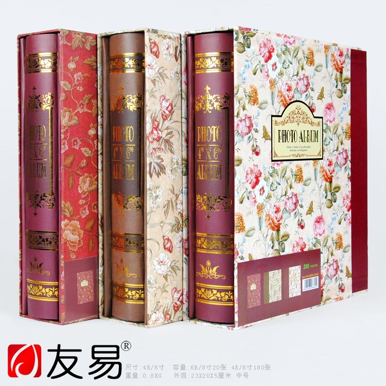 Retro floral print 6-inch 200/8-inch 100-sheet insert photo album family box set photo album commemorative album