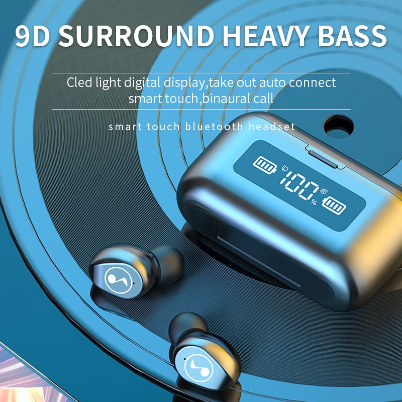 YEXIN 新款F9迷你音符双耳TWS私模5.0触控运动丝印蓝牙耳机详情图3