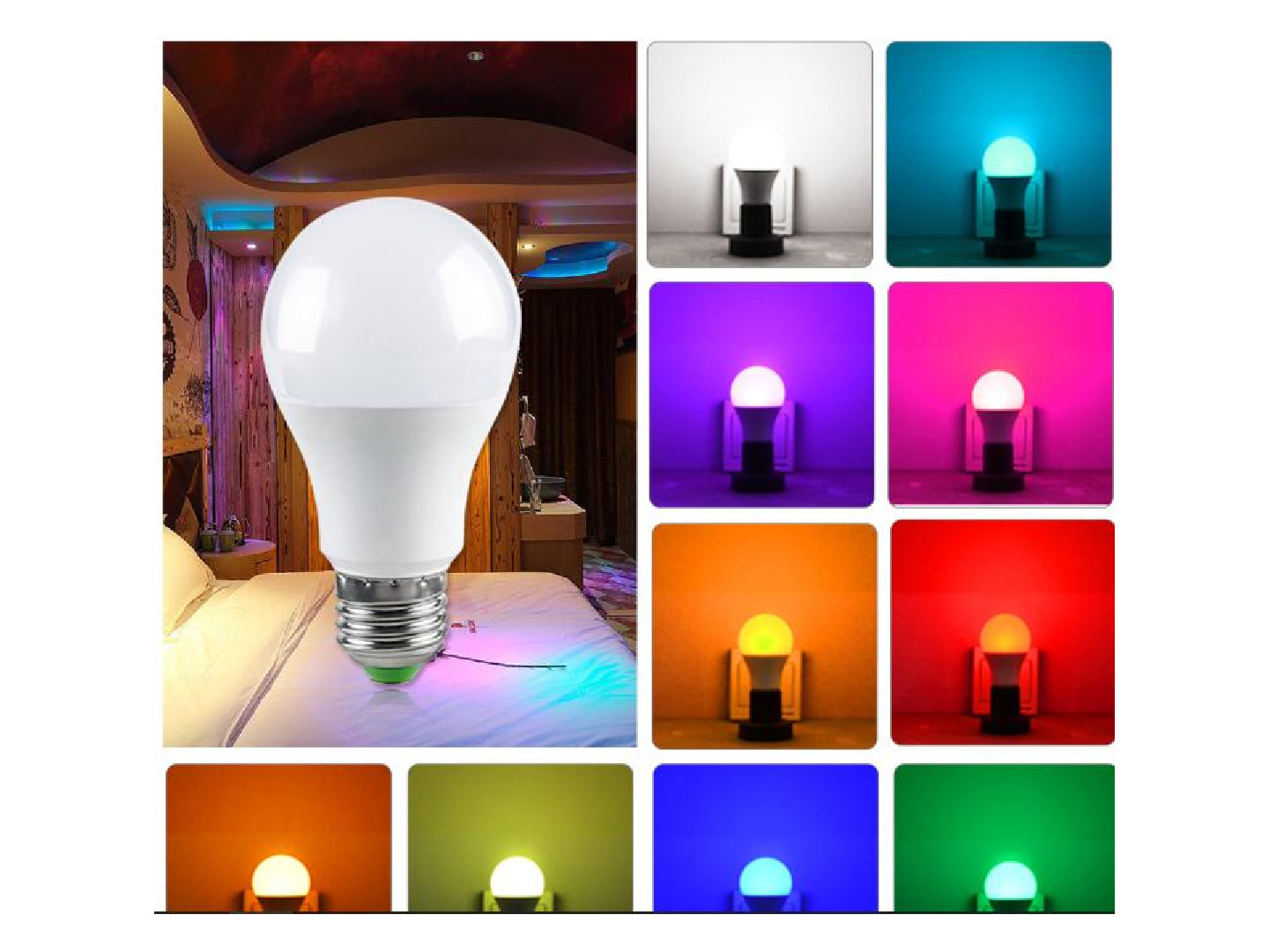 RGB bulb LED bulb lamp, RGB bulb remote control bulb 85-265V wide voltage E27 B22 bulb lamp detail image 6